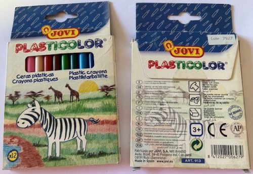 Zsírkréta Jovi plasticolor hengeres, hegyezett 12 színű SÉRÜLT CSOMAGOLÁSÚ