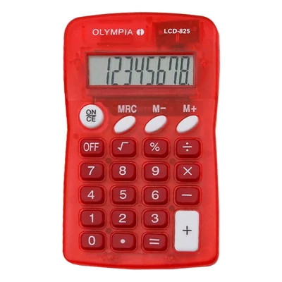 Számológép zseb OLYMPIA LCD-825 8 digit piros KIFUTÓ TERMÉK