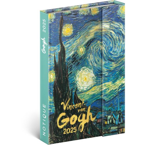 Határidőnapló mágnessel záródó, krémszínű lapokkal Vincent van Gogh 110×160 mm, Realsystem 2025.