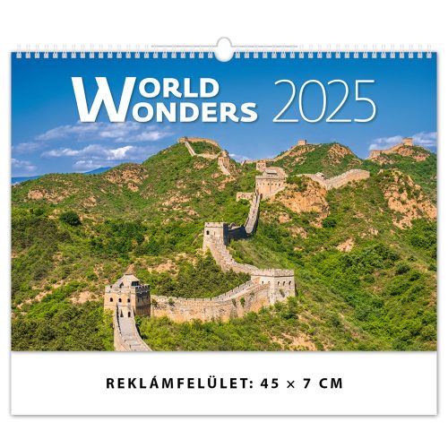 Falinaptár képes 450 × 315 mm, fehér lapokkal World Wonders Dayliner 2025.