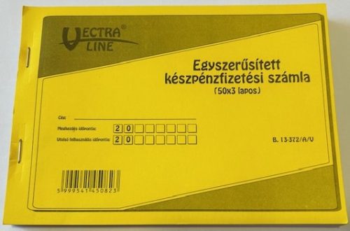 Készpénzfizetési számlatömb  VECTRA-LINE 50x3 fekvő 1 áfás