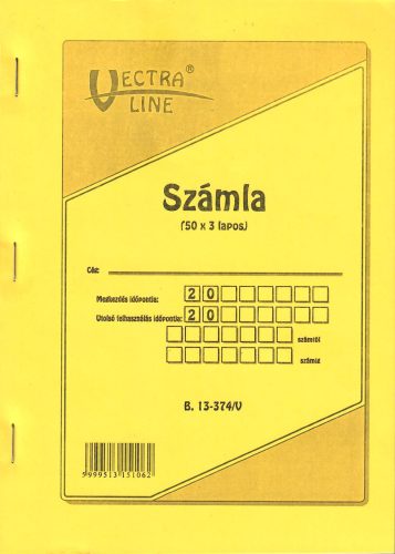 Számlatömb VECTRA-LINE 50x3 álló 1 áfás A5