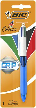 BIC Golyóstoll, 0,32 mm, nyomógombos, négyszínű, BIC "4 Colours Grip Original"