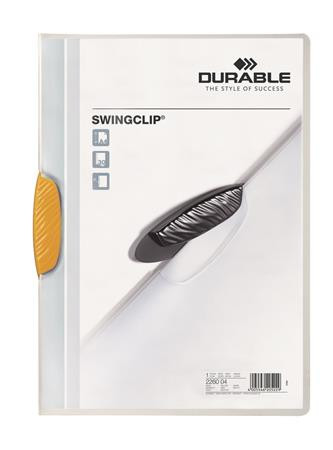 DURABLE Gyorsfűző, klipes, A4, DURABLE "Swingclip® 30", sárga