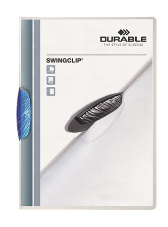 DURABLE Gyorsfűző, klipes, A4, DURABLE "Swingclip® 30", kék