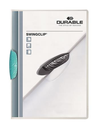 DURABLE Gyorsfűző, klipes, A4, DURABLE "Swingclip® 30", világoskék