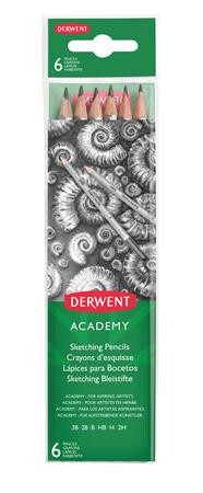 DERWENT Grafitceruza szett, hatszögletű, DERWENT "Academy", 6 különböző keménység