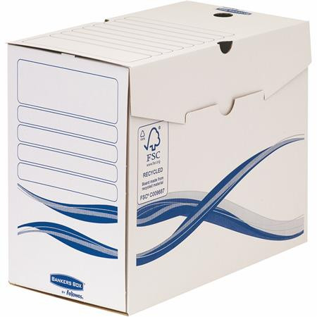 FELLOWES Archiválódoboz, A4, 150 mm, FELLOWES "Bankers Box Basic", kék-fehér