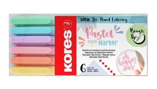 KORES Ecsetirón készlet, KORES "Pastel Style", 6 pasztell szín