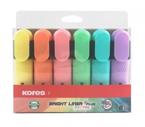 KORES Szövegkiemelő készlet, 0,5-5 mm, KORES "Bright Liner Plus Pastel", 6 különböző szín