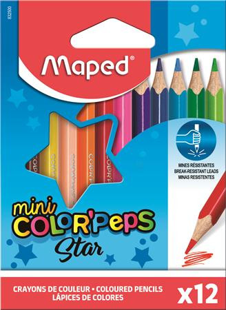 MAPED Színes ceruza készlet, háromszögletű, MAPED "Color'Peps Star Mini", 12 különböző szín