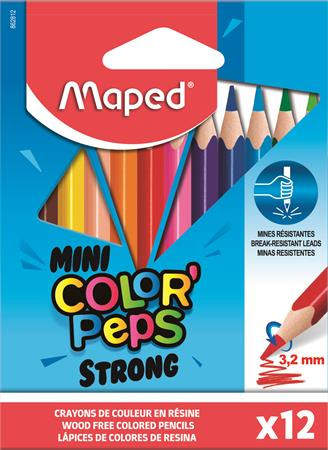 MAPED Színes ceruza készlet, háromszögletű, MAPED "Mini Color'Peps Strong", 12 különböző szín