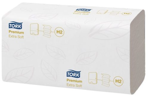 TORK Kéztörlő, Interfold hajtás, H2 rendszer, 2 rétegű, 100 lap, Premium, TORK "Xpress Extra Soft Multifold", fehér