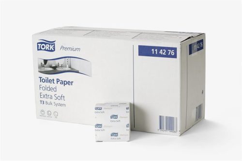 TORK Toalettpapír, T3 rendszer, 2 rétegű, Premium, TORK "Extra Soft Folded", fehér