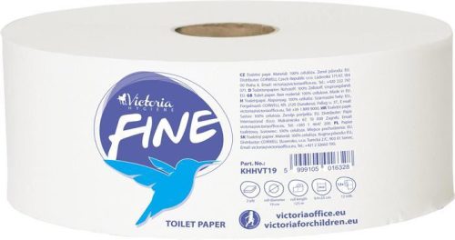 VICTORIA HYGIENE Toalettpapír, 2 rétegű, 19 cm átmérő, VICTORIA HYGIENE, "Fine Mini Jumbo", fehér