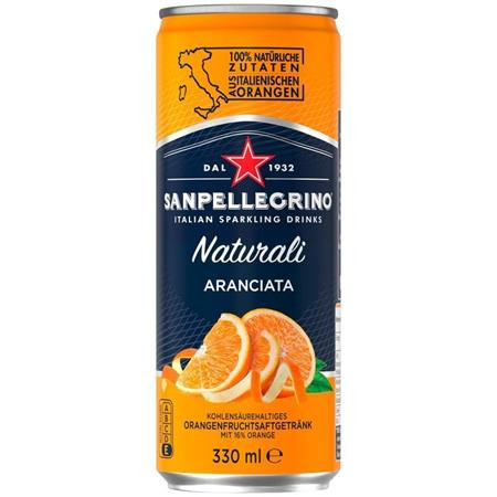 SAN PELLEGRINO Üdítőital, szénsavas, 0,33 l, SAN PELLEGRINO, narancs