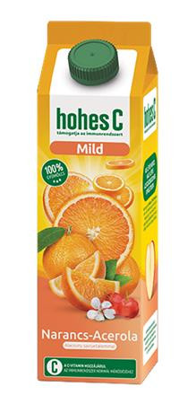 HOHES C Gyümölcslé, 100%, 1 l, HOHES C "Mild Juice", narancs-acerola