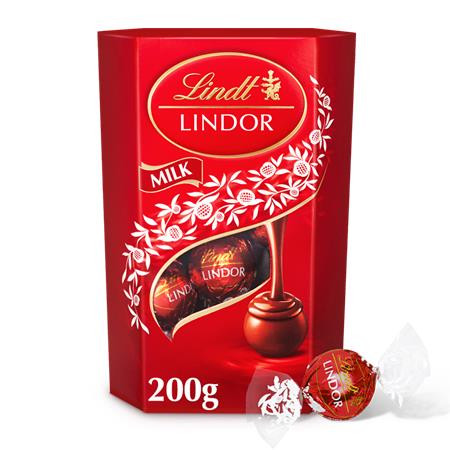 LINDT Desszert, 200 g, díszdobozban, LINDT "Lindor", tejcsokoládé