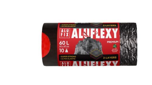 ALUFIX Szemeteszsák, zárószalagos, 60 l, 10 db, ALUFIX "Aluflexy"