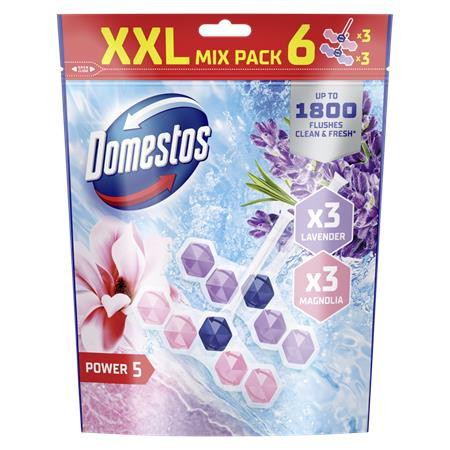 DOMESTOS WC frissítő blokk, 6 db-os, DOMESTOS "Power 5", mangó és levendula