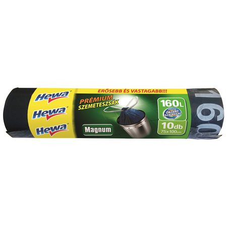 HEWA Szemeteszsák, önzáró szalagos, 160 l, 10 db, HEWA "Magnum"