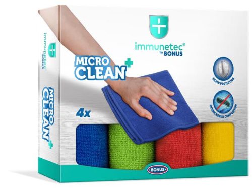 BONUS Törlőkendő, mikroszálas, 4 db, BONUS "MicroCLEAN Plus Immunetec"