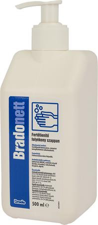 BRADO Folyékony szappan, fertőtlenítő, pumpás, 500 ml, BRADONETT