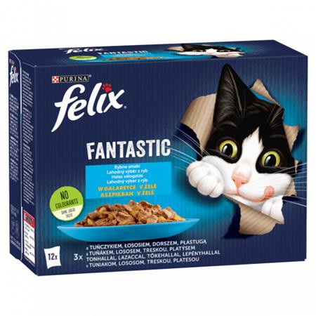 FELIX Macskaeledel, 12x85 g, FELIX "Fantastic", halas válogatás