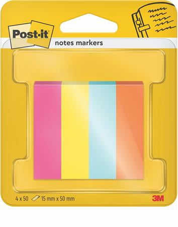 3M POSTIT Jelölőcímke, papír, 4x50 lap, 15x50 mm, 3M POSTIT "Poptimistic", vegyes