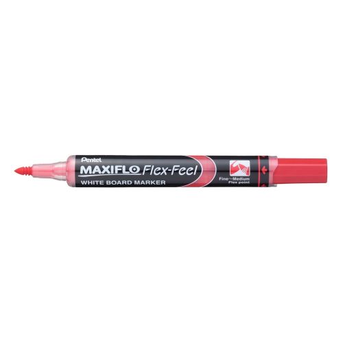 Táblamarker 1-5mm, hajlékony hegyű Pentel Maxiflo Flex Feel piros