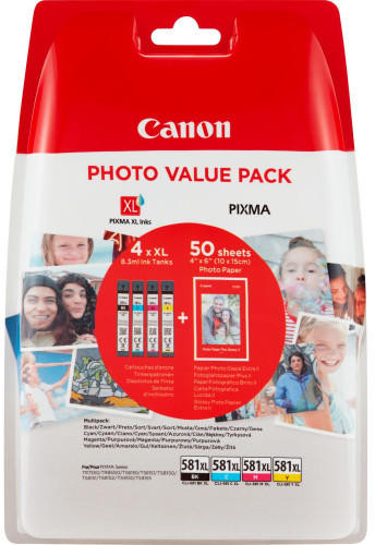 Canon CLI-581XL színes eredeti tintapatron multipack + fotópapír