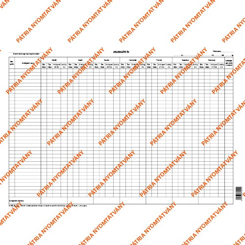 Jelenléti ív 2x36 fő nyilvántartására 420x295 mm
