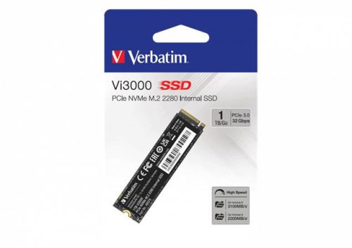 VERBATIM SSD (belső memória), 1TB, PCIe NVMe M2, 3300/1300 MB/s, VERBATIM "Vi3000"