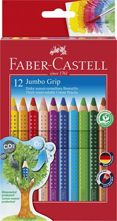 FABER-CASTELL Színes ceruza készlet, háromszögletű, FABER-CASTELL "Jumbo Grip", 12 különböző szín