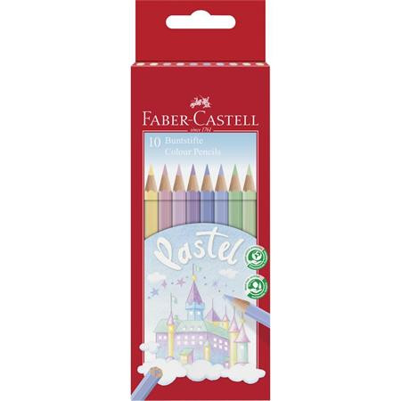 FABER-CASTELL Színes ceruza készlet, hatszögletű, FABER-CASTELL, 10 különböző pasztell szín