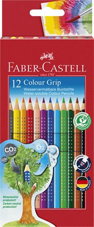 FABER-CASTELL Színes ceruza készlet, háromszögletű, FABER-CASTELL "Grip 2001", 12 különböző szín