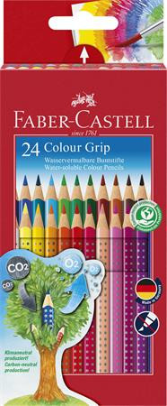 FABER-CASTELL Színes ceruza készlet, háromszögletű, FABER-CASTELL "Grip 2001", 24 különböző szín