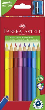 FABER-CASTELL Színes ceruza készlet, háromszögletű, FABER-CASTELL "Jumbo", 10 különböző szín