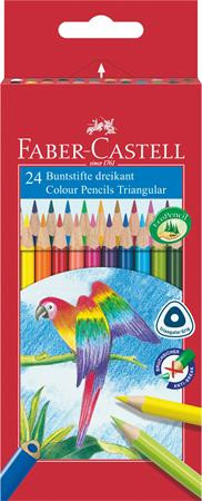 FABER-CASTELL Színes ceruza készlet, háromszögletű, FABER-CASTELL "Papagáj", 24 különböző szín