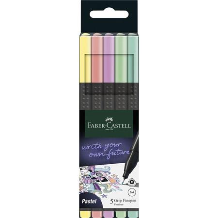 FABER-CASTELL Tűfilc készlet, 0,4 mm, FABER-CASTELL "Grip", 5 különböző pasztell szín