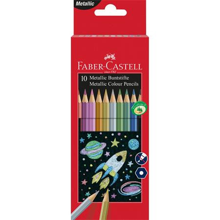 FABER-CASTELL Színes ceruza készlet, hatszögletű, FABER-CASTELL, 10 különböző metál szín