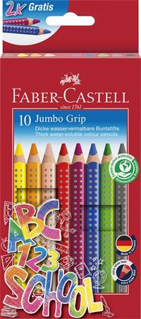 FABER-CASTELL Színes ceruza készlet, háromszögeltű, vastag, FABER-CASTELL "Grip", 10 különböző szín