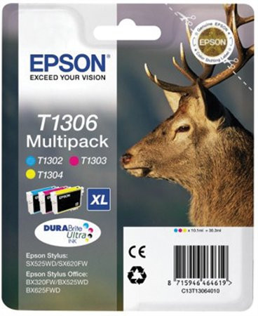 EPSON T13064010 Tintapatron multipack Stylus 525WD nyomtatóhoz, EPSON, c+m+y, 30,3ml