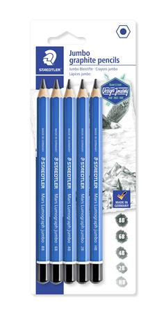 STAEDTLER Grafitceruza készlet, jumbo, hatszögletű, STAEDTLER " Mars Lumograph Jumbo 100J", 5 különböző keménység