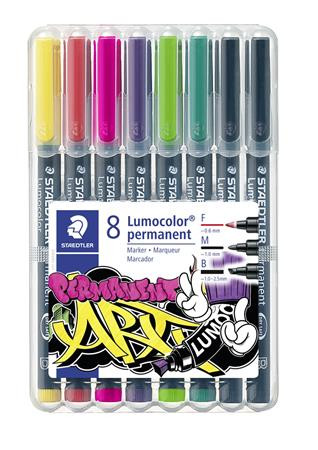 STAEDTLER Alkoholos marker vegyes készlet, OHP, STAEDTLER "Lumocolor® 31", 8 különböző szín, 3-féle vonalvastagság