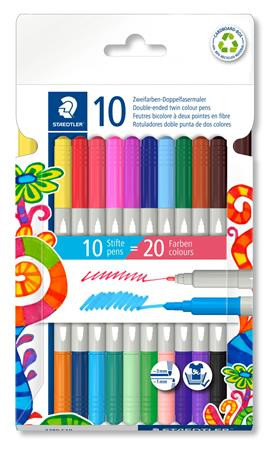 STAEDTLER Rostirón készlet, 1/3 mm, kétvégű, STAEDTLER® "3280", 20 különböző szín