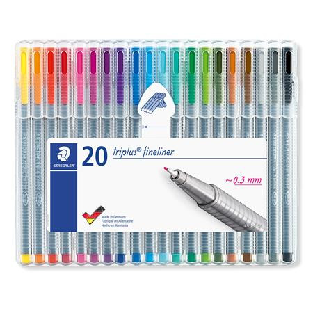 STAEDTLER Tűfilc készlet, 0,3 mm, STAEDTLER "Triplus 334", 20 különböző szín