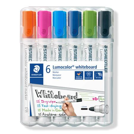 STAEDTLER Táblamarker készlet, 2 mm, kúpos, STAEDTLER "Lumocolor® 351", 6 különböző szín