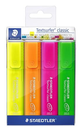 STAEDTLER Szövegkiemelő készlet, 1-5 mm, STAEDTLER "Classic 364", 4 különböző szín