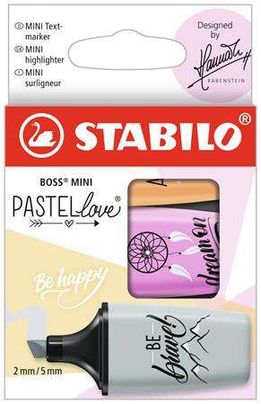 STABILO Szövegkiemelő készlet, STABILO, "Boss Mini Pastellove", 3 különböző szín